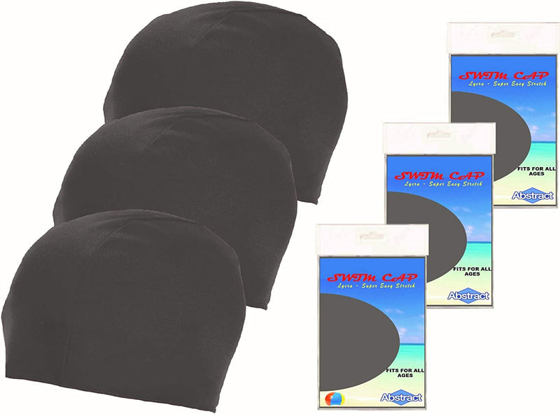 Swim Cap Comfortable Stretch/Spandex - Kids/Adults - Fits Kids with All Hair Length and Adult Short Hair Sporting Goods > Outdoor Recreation > Boating & Water Sports > Swimming > Swim Caps Abstract 3 PACK - GRAY  