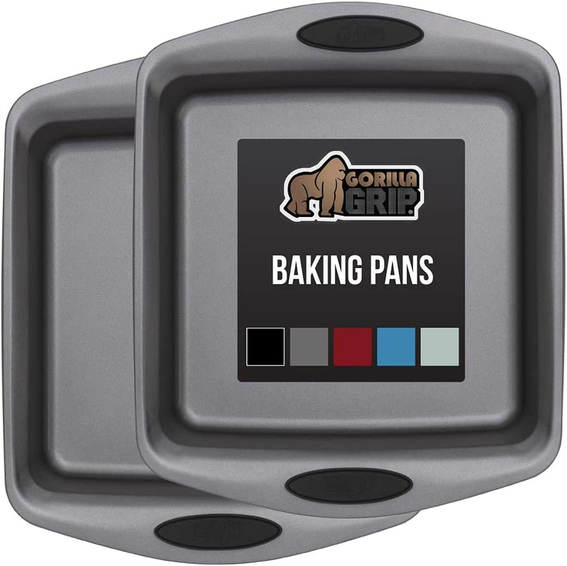 Gorilla Grip Nonstick, Heavy Duty, Carbon Steel Bakeware Sets, 4 Piece Kitchen Baking Set, Rust Resistant, Silicone Handles, 2 Large Cookie Sheets, 1 Roasting Pan and 1 Bread Loaf Pan, Turquoise Home & Garden > Kitchen & Dining > Cookware & Bakeware Hills Point Industries, LLC Black Square Set of 2