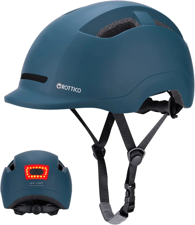 GROTTICO Adult Bike Helmet with Light - Dual Certified for Bicycle Scooter Skateboard Road Cycling Skating Helmet Sporting Goods > Outdoor Recreation > Cycling > Cycling Apparel & Accessories > Bicycle Helmets LDW Matte Blackish Green Medium 