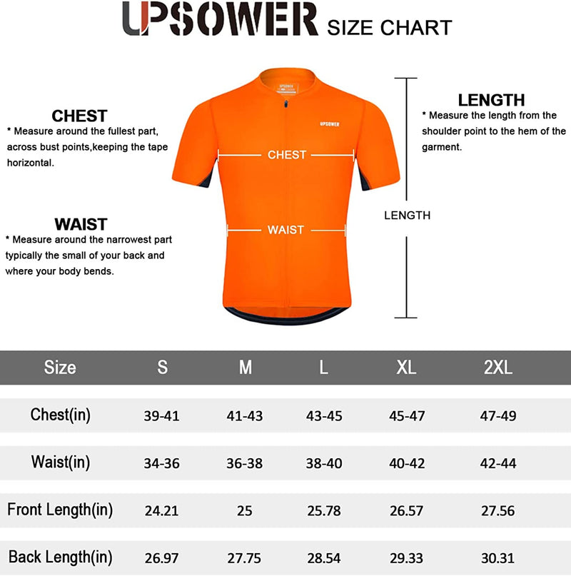UPSOWER Men'S Cycling Jersey - Breathable Quick Drying Bike Shirts Short Sleeve Full Zip Reflective with 4 Rear Pockets Sporting Goods > Outdoor Recreation > Cycling > Cycling Apparel & Accessories UPSOWER   