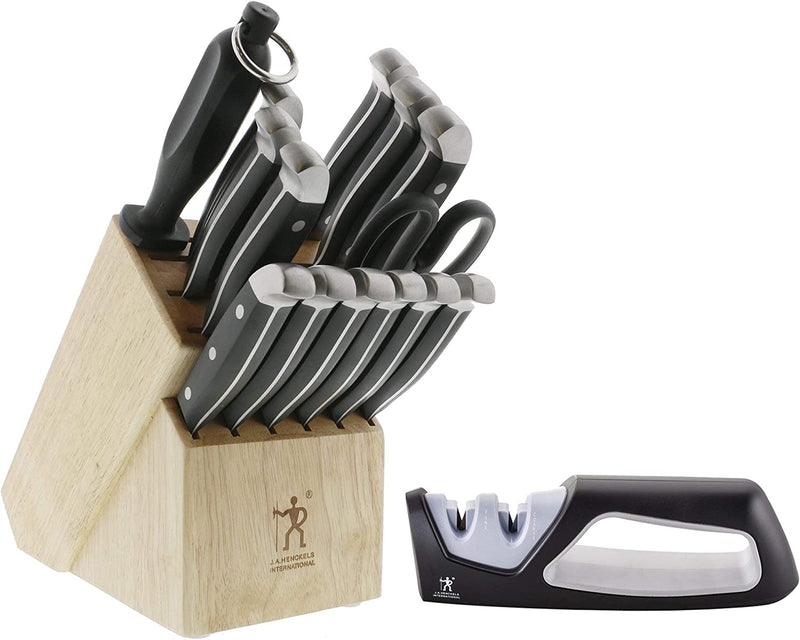 HENCKELS Premium Quality 15-Piece Knife Set with Block, Razor-Sharp, German Engineered Knife Informed by over 100 Years of Masterful Knife Making, Lightweight and Strong, Dishwasher Safe Home & Garden > Kitchen & Dining > Kitchen Tools & Utensils > Kitchen Knives Henckels Natural 15-pc with sharperner 
