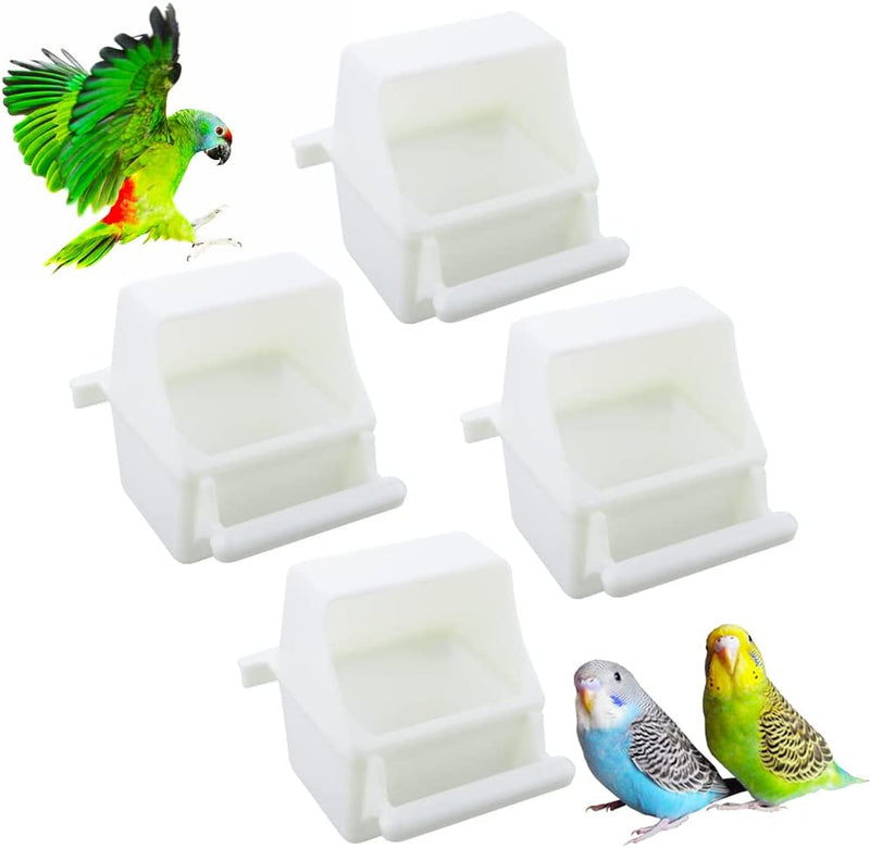 4 Pcs Bird Small Slot Feeder Plastic Food and Water Dispenser Bowl No Mess Cage Hanging Feeder Cup (White) Animals & Pet Supplies > Pet Supplies > Bird Supplies > Bird Cage Accessories > Bird Cage Food & Water Dishes DQITJ   