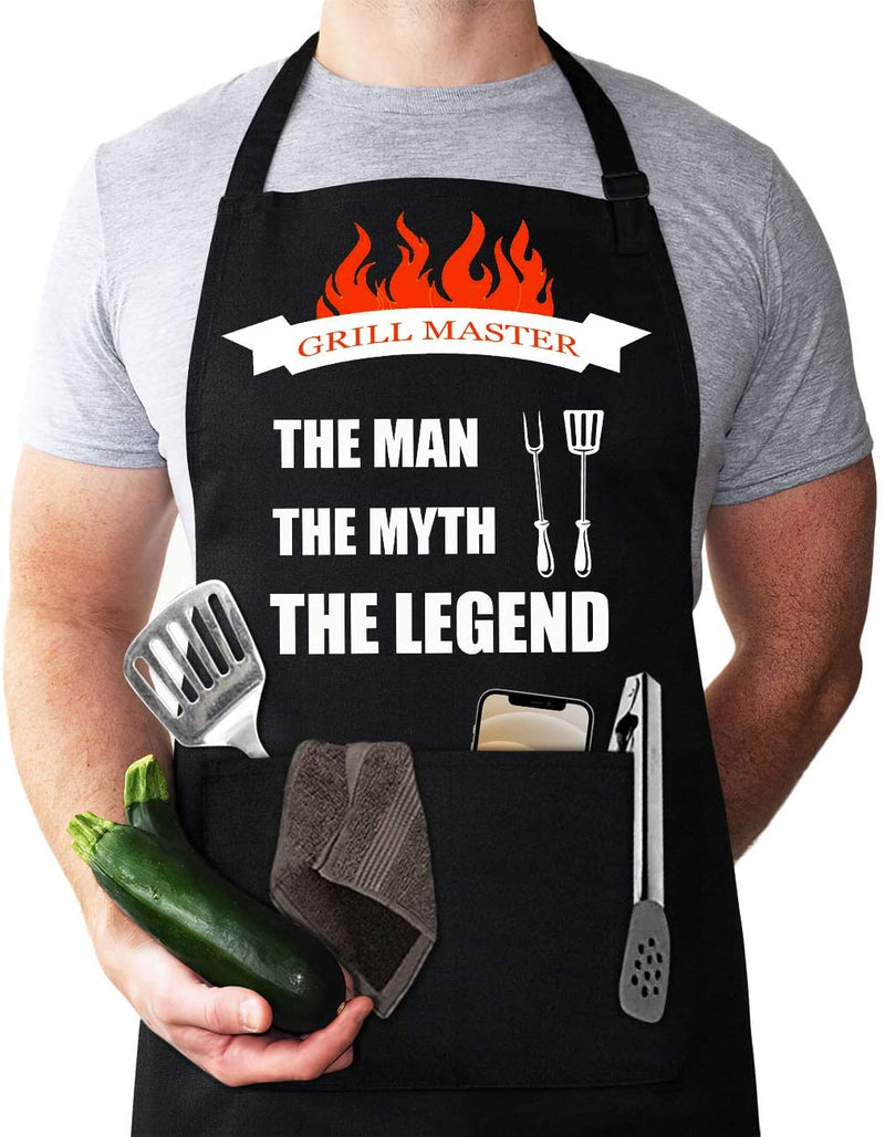 Funny Apron for Men, BBQ Aprons for Men, Grilling Aprons, Chef Cooking Apron, with Two Tool Pocket, Adjustable Neck Strap Waterproof and Oilproof Best for Grilling, Birthday Gifts for Dad, Mens Gifts.