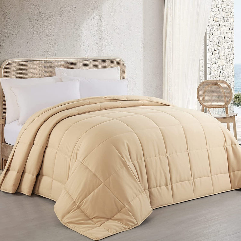 HOMBYS Oversized King Comforter 120X120 Lightweight down Alternative Comforter for All Season, Beige Quilted Duvet Insert with 8 Corner Tabs Microfiber Comforter