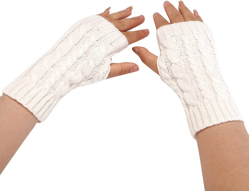 Mittens for Women Cold Weather Insulated Women Fashion Knitted Plush Twist Windproof Warm Ski Gloves Mittens Men Sporting Goods > Outdoor Recreation > Boating & Water Sports > Swimming > Swim Gloves Bmisegm White One Size 