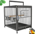 22” Portable Heavy Duty Travel Bird Parrot Carrier Play Stand Perch Cage Feeding Bowl Stand with Handle and Accessories (White) Animals & Pet Supplies > Pet Supplies > Bird Supplies Mcage Black  