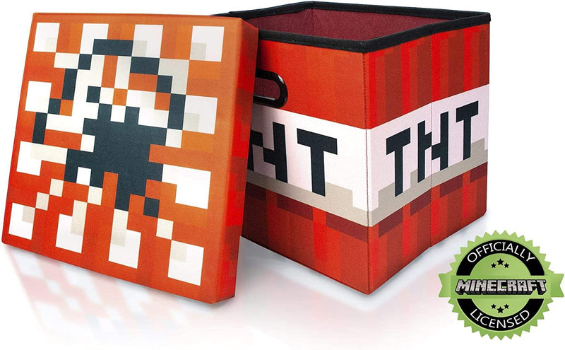 Minecraft TNT Block Storage Cube Organizer Storage Cube | TNT Block from Cubbies Storage Cubes | Organization Cubes | 15-Inch Square Bin with Lid
