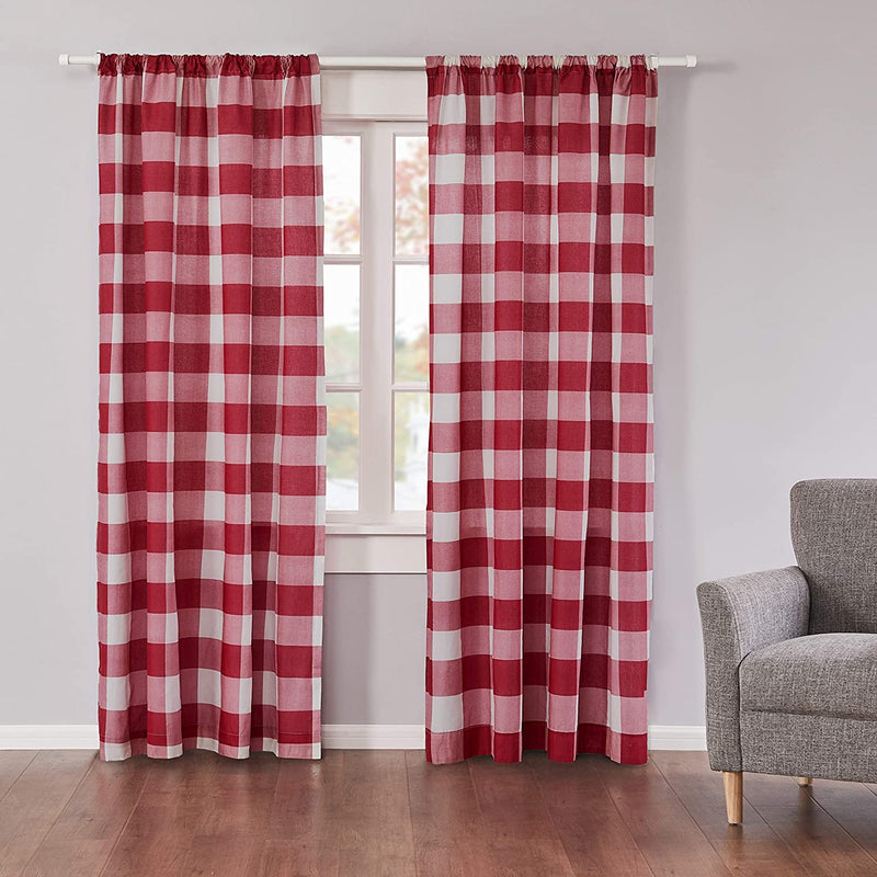 Levtex Home - Camden - Drape Panel/Curtain (55X84In.) with Rod Pocket - Buffalo Check - Grey and Cream Home & Garden > Decor > Window Treatments > Curtains & Drapes Levtex Red Set of 2 - Drape Panels 55x84 