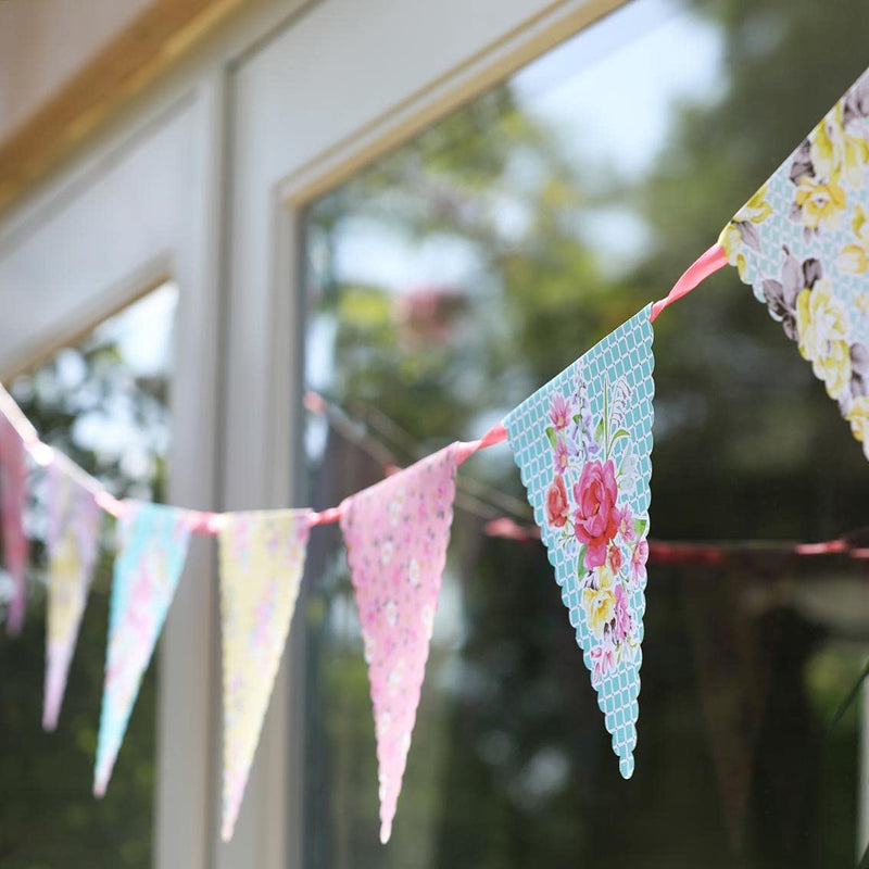 Vintage Bright Floral Paper Bunting Garland with Triangle Pennants, 13Ft | Truly Scrumptious | Decoration for Birthday, Garden Party, Afternoon Tea, Baby Shower, Bedroom Décor, Daughter, Girls Home & Garden > Decor > Seasonal & Holiday Decorations Talking Tables   
