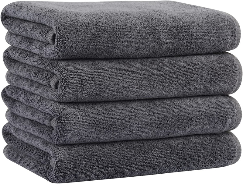 Kinhwa Microfiber Hand Towels for Bathroom Soft and Absorbent Face Towels for Bath, Spa, Gym 16Inch X 30Inch 4 Pack Gray