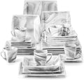 MALACASA Square Dinnerware Sets, 30 Piece Marble Grey Dish Set for 6, Porcelain Dishes Dinner Set with Plates and Bowls, Cups and Saucers, Dinnerware Plate Set Microwave Safe, Series Blance Home & Garden > Kitchen & Dining > Tableware > Dinnerware MALACASA BLANCE 30 Piece (Service for 6) 