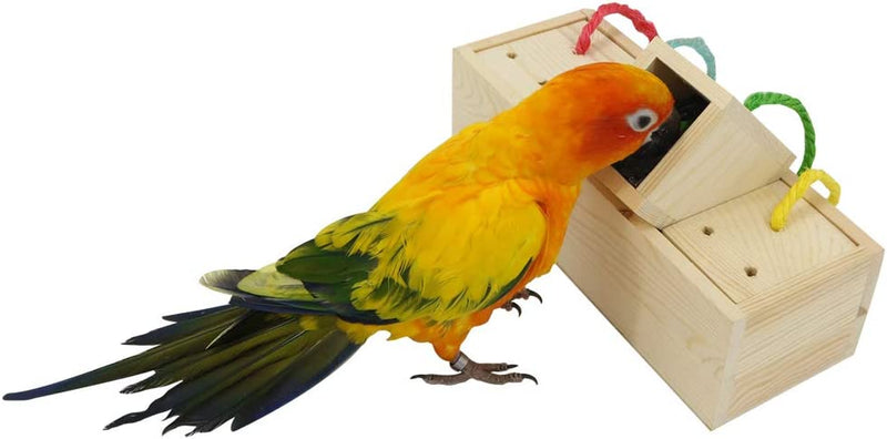 YINGGE Wooden Bird Foraging Feeder Toys, Intelligence Toys for Medium and Large Parrots Sun Conures, Caique, Cockatoo, African Grey, Macaws, Animals & Pet Supplies > Pet Supplies > Bird Supplies > Bird Toys YINGGE   