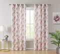HLC.ME Jade Floral Decorative Textured Light Filtering Grommet Window Treatment Curtain Drapery Panels for Bedroom & Living Room - Set of 2 Panels (54 X 96 Inches Long, Pink) Home & Garden > Decor > Window Treatments > Curtains & Drapes HLC.ME Pink 54 W x 96 L 