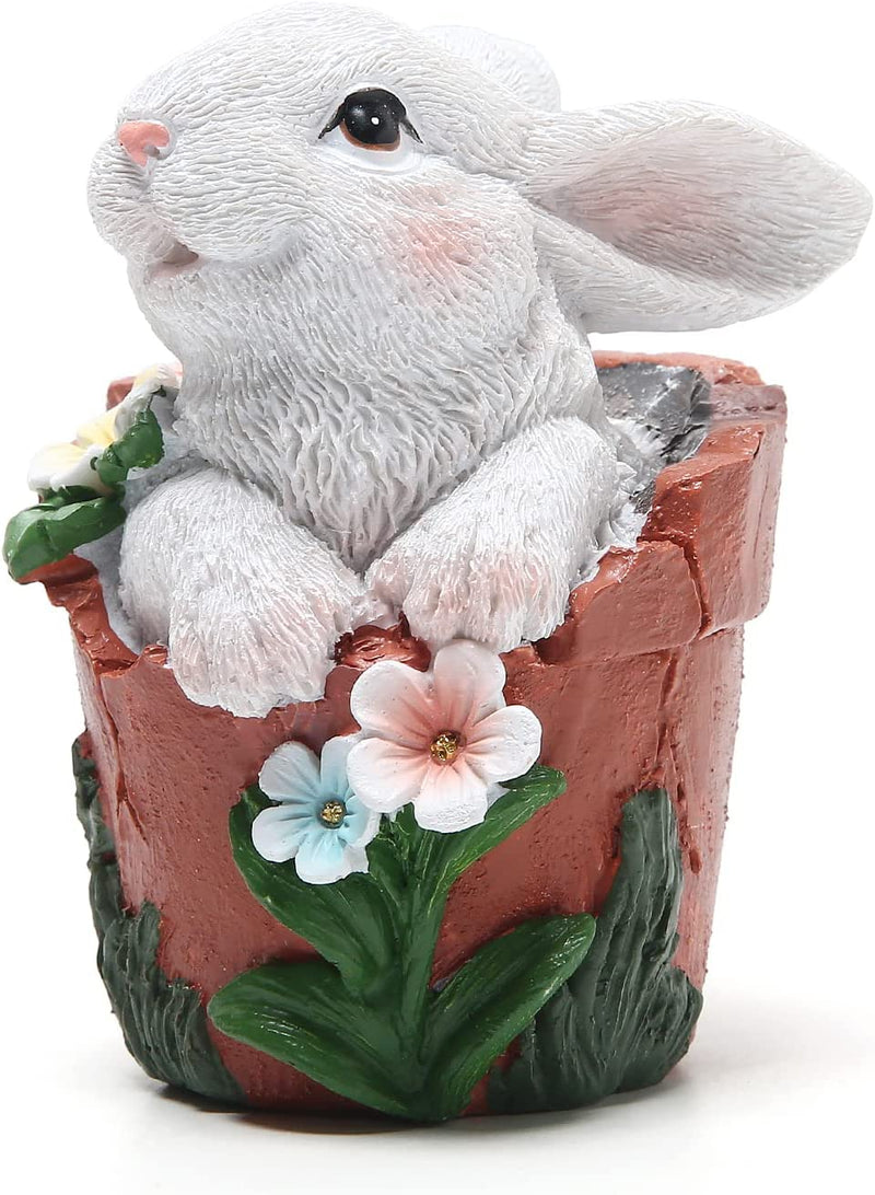 Hodao Easter Bunny Decorations Spring Home Decor Bunny Figurines(Resurrection Protein Rabbit 2Pcs) Home & Garden > Decor > Seasonal & Holiday Decorations BOYON Spring Flower Jar White Rabbit 1  