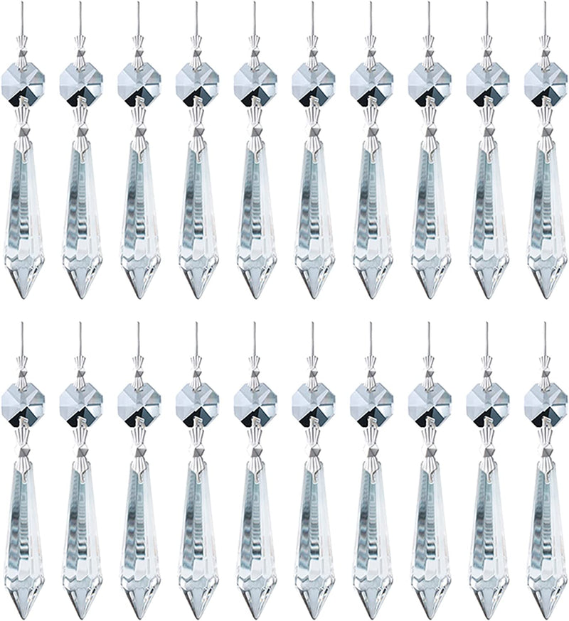 H&D HYALINE & DORA 20PCS 55Mm Clear Chandelier Icicle Crystal Prisms Lamp Decoration Home & Garden > Lighting > Lighting Fixtures > Chandeliers H&D Crystal Manufacture CO.,LTD Clear  