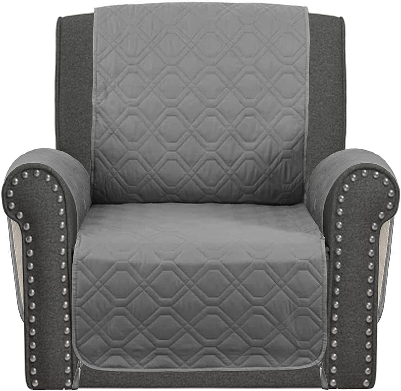 SOFTOWN Recliner Chair Covers Sofa Slipcover Non-Slip Chair Couch Cover Machine Washable Furniture Protector with Straps for Dogs Home & Garden > Decor > Chair & Sofa Cushions SOFTOWN Grey 23inch Armchair 