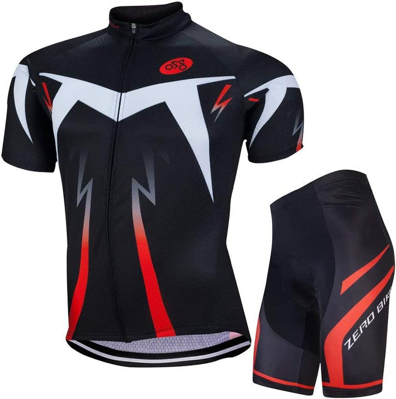 ZEROBIKE Men Breathable Quick Dry Comfortable Short Sleeve Jersey + Padded Shorts Cycling Clothing Set Cycling Wear Clothes Sporting Goods > Outdoor Recreation > Cycling > Cycling Apparel & Accessories ZEROBIKE Type 2 Medium 