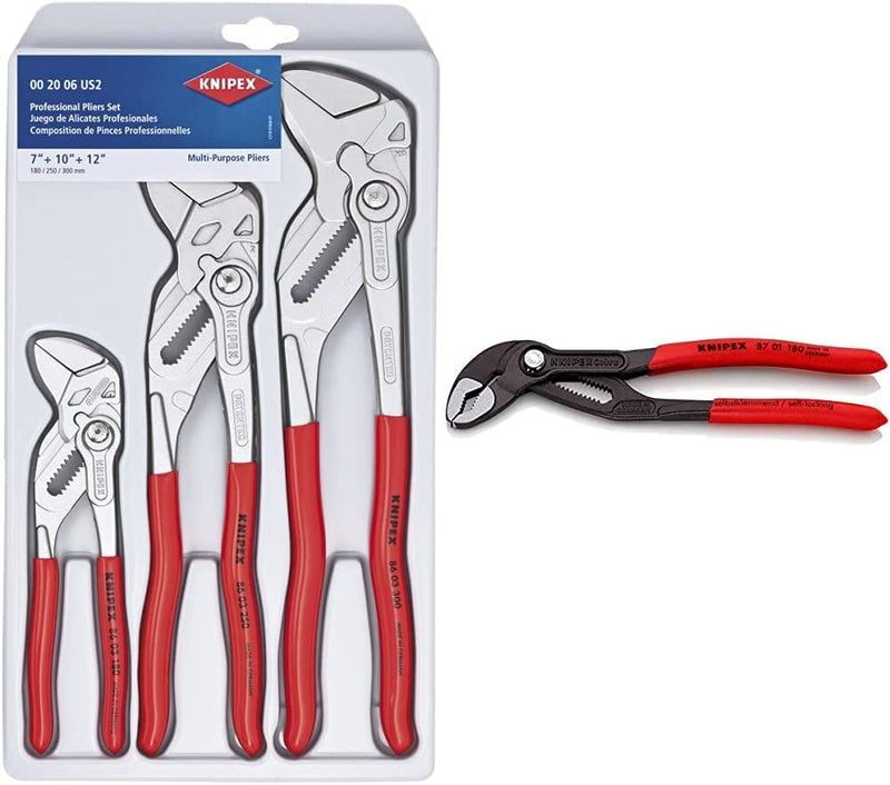 KNIPEX Tools 00 20 06 US2, Pliers Wrench 3-Piece Set