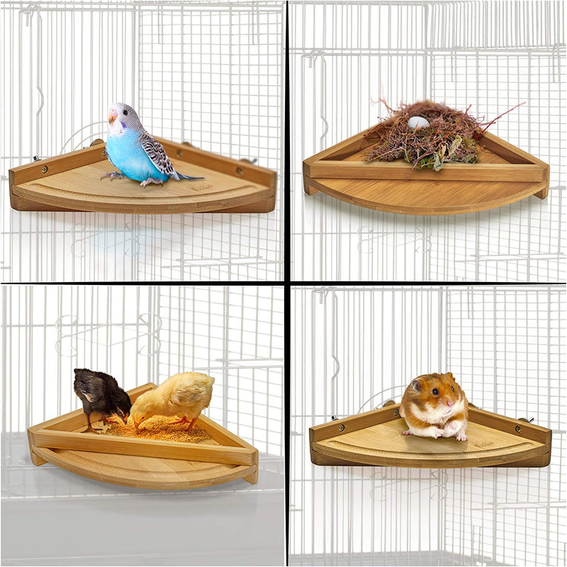 Prosumer'S Choice Natural Bamboo Bird Perches Pet Feeder Tray Stand for Small Animal Cages | Birdcage Stands | Bird Stands for Avian Pets Animals & Pet Supplies > Pet Supplies > Bird Supplies Aleratec   