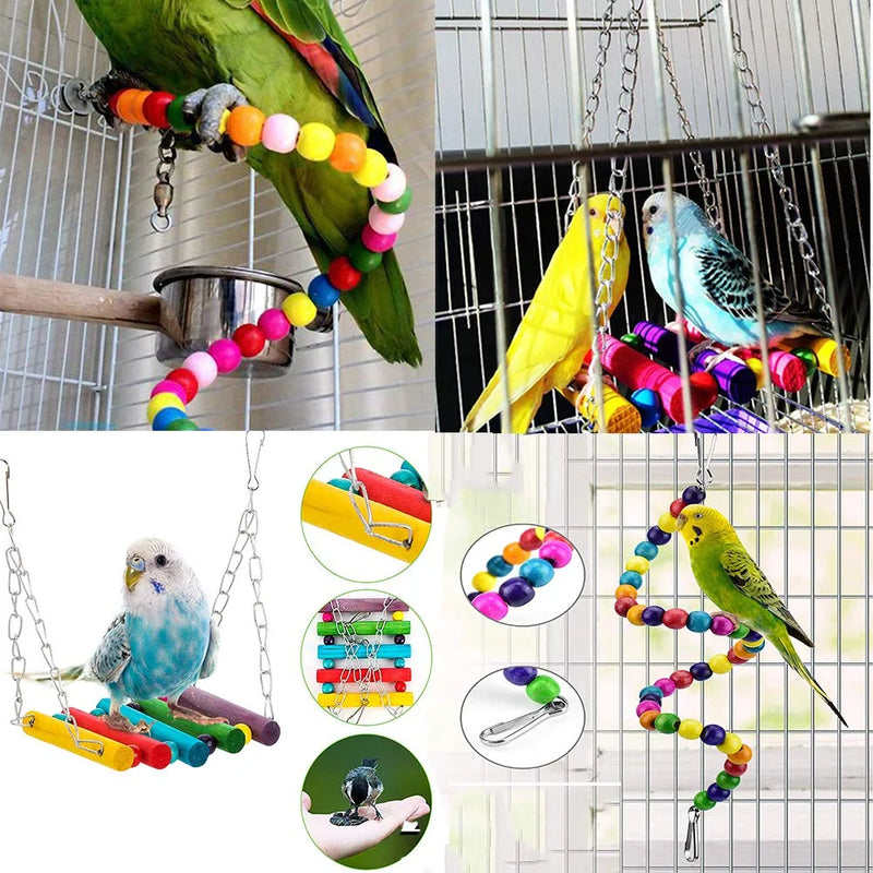 JIAYUE Bird Parrot Toys - 8 Pieces, Parrot Chewing Toys Bird Cage Accessories Perfect Bird Toy Used for Parakeets, Small Parrots, Conures, Macaws, Starlings, Finch Animals & Pet Supplies > Pet Supplies > Bird Supplies > Bird Toys LZWHCM   