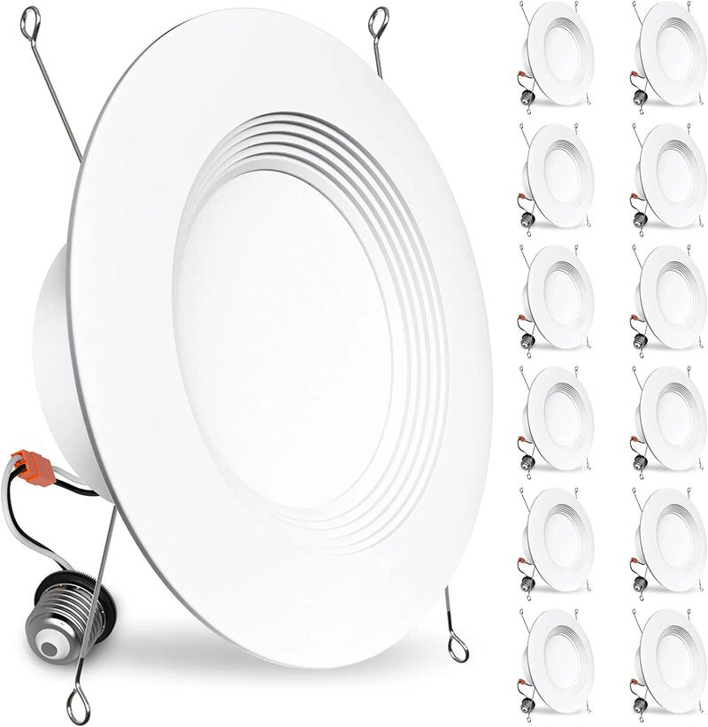 BBOUNDER 12 Pack 5/6 Inch LED Recessed Downlight, Baffle Trim, Dimmable, 12.5W=100W, 5000K Daylight, 950 LM, Damp Rated, Simple Retrofit Installation -No Flicker Home & Garden > Lighting > Flood & Spot Lights BBOUNDER 6000k Clear White 6 Inch 