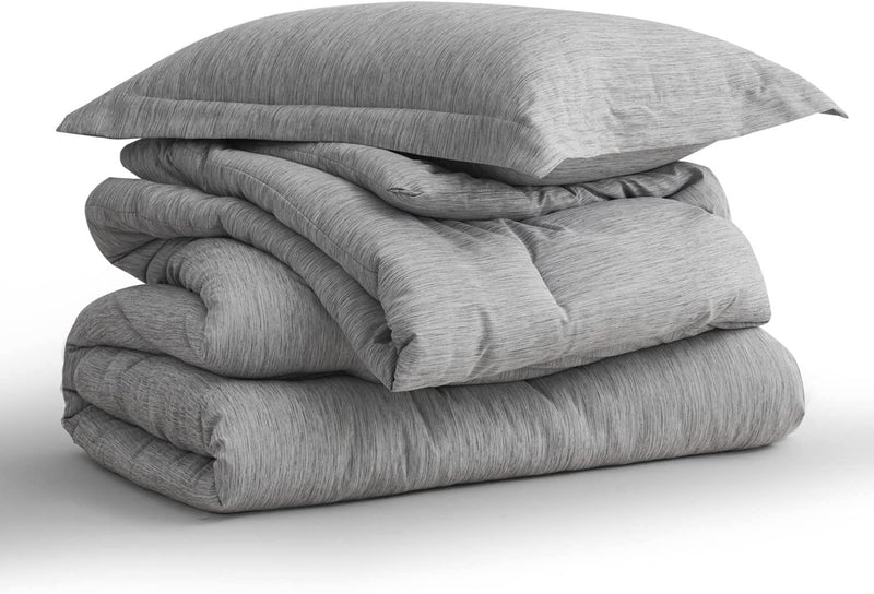 Maple&Stone Queen Comforter Set-3 Piece Cationic Dyeing Soft Grey Comforter Sets - Lightweight All Season down Alternative Duvet Insert with Shams (Grey, 88"X88")