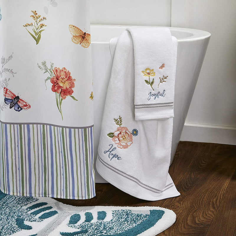 SKL Home Inspirational Meadow Bath Towel, White Home & Garden > Linens & Bedding > Towels Saturday Knight Ltd.   