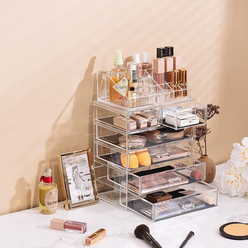 Sorbus Clear Cosmetic Makeup Organizer - Make up & Jewelry Storage, Case & Display - Spacious Design - Great Holder for Dresser, Bathroom, Vanity & Countertop (4 Large, 2 Small Drawers) Home & Garden > Household Supplies > Storage & Organization Sorbus   