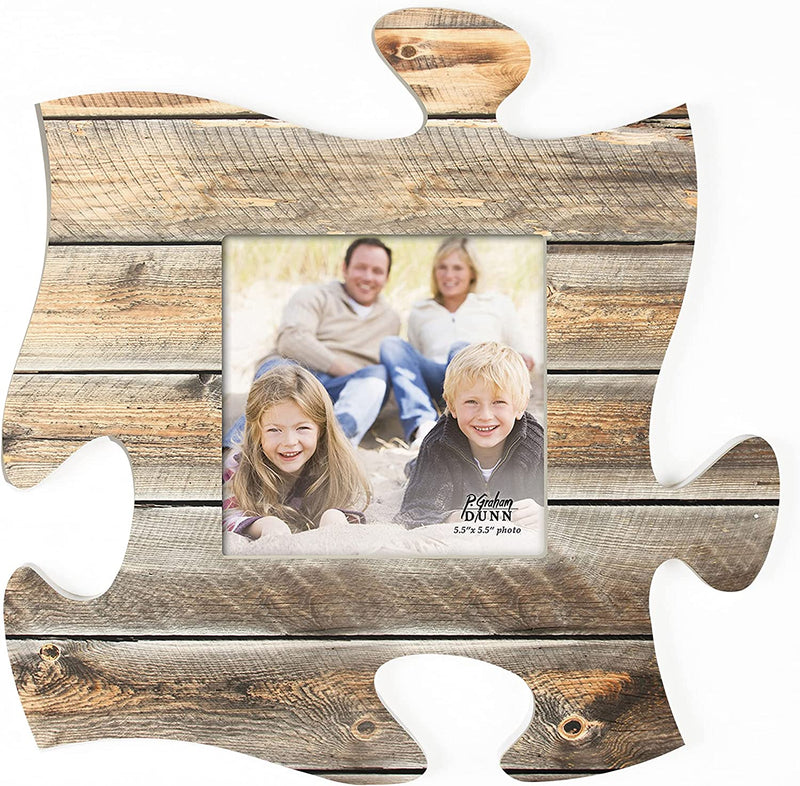 P. Graham Dunn Black Distressed Look 12 X 12 Wood Puzzle Wall Plaque Photo Frame Home & Garden > Decor > Picture Frames P. Graham Dunn Brown Light Distresed  