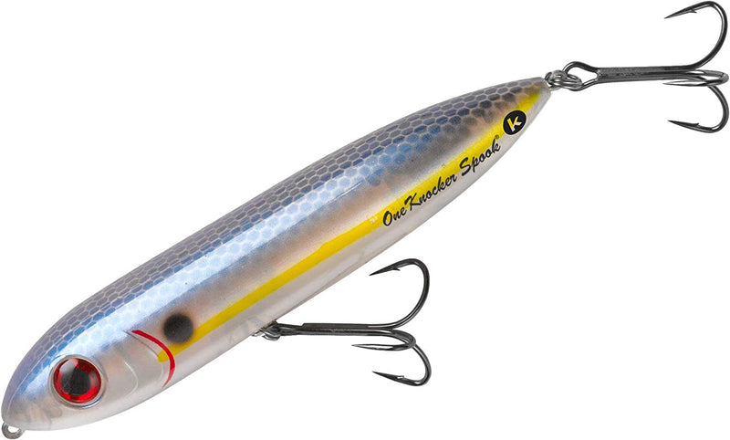 Heddon One Knocker Spook Topwater Fishing Lure for Saltwater and Freshwater, 4 1/2 Inch, 3/4 Ounce Sporting Goods > Outdoor Recreation > Fishing > Fishing Tackle > Fishing Baits & Lures Pradco Outdoor Brands Pearl Shad  