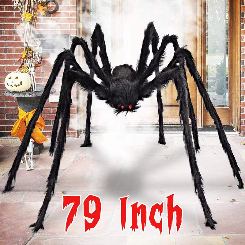 Aiduy Outdoor Halloween Decorations Scary Giant Spider Fake Large Spider Hairy Spider Props for Halloween Yard Decorations Party Decor, Black (1 Pack)  Aiduy   