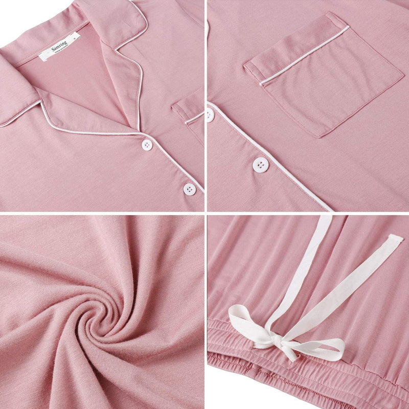 Samring Women'S Button down Pajama Set V-Neck Short Sleeve Sleepwear Soft Pj Sets S-XXL  Samring   
