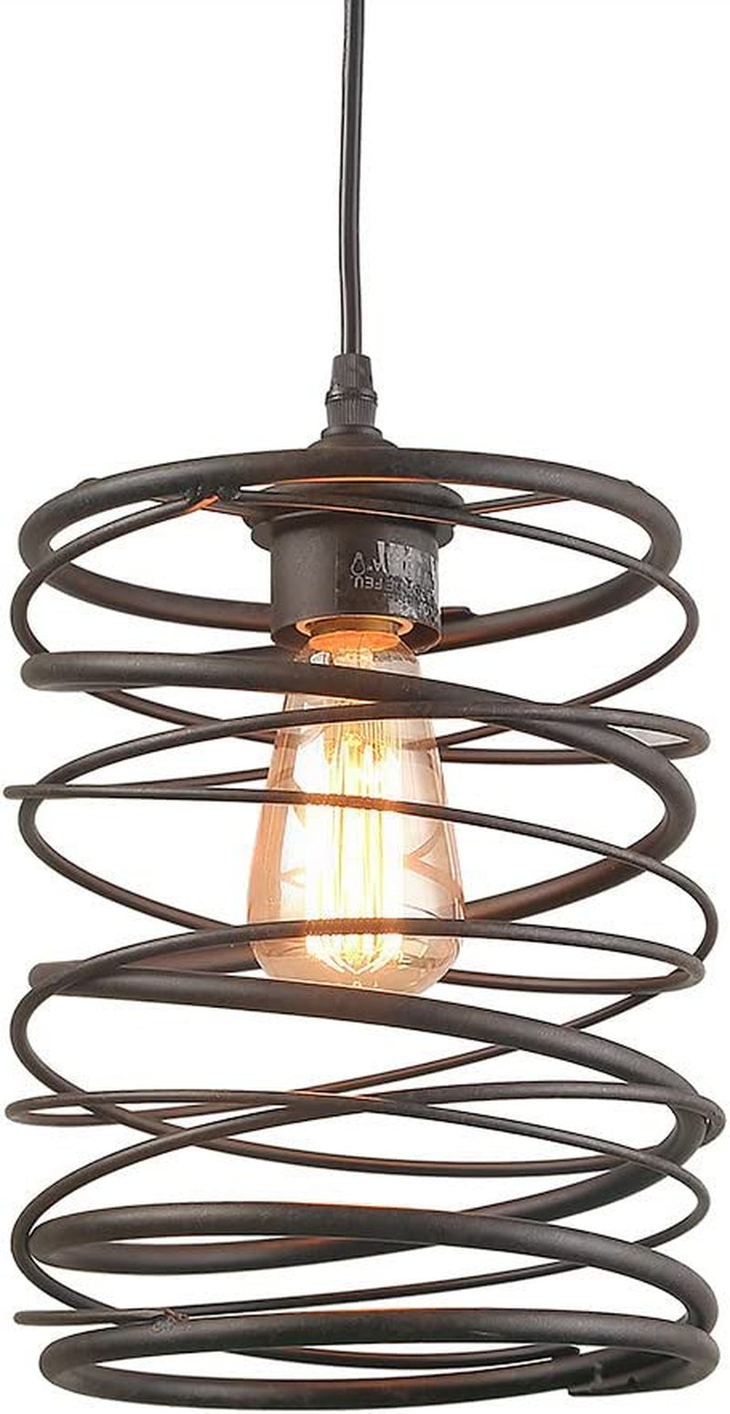 LNC Pendant Lighting, Rustic Ceiling Rust Cage Ceiling Lamp for Kitchen Island Home & Garden > Lighting > Lighting Fixtures LNC   