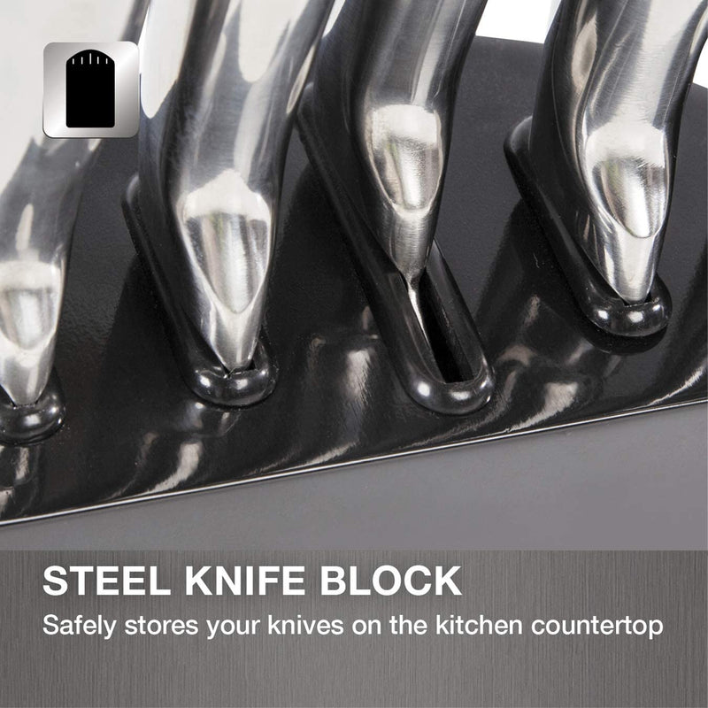 MORPHY 5Pcs Stainless Steel Knife with Black Knife Block