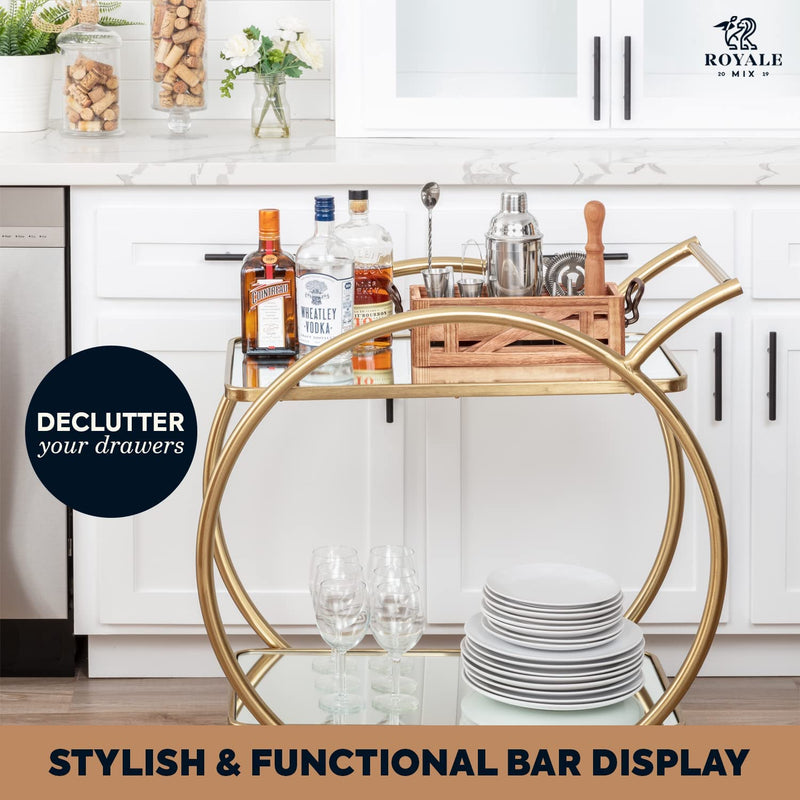 Mixology Bartender Kit with Wooden Stand - Great Housewarming Gift -12 Piece Bar Tools Set with Cocktail Kit Cards - Premium Bartending Kit for a Fun Bar Set - Stainless Steel Cocktail Shaker Set Home & Garden > Kitchen & Dining > Barware ROYALE MIX   