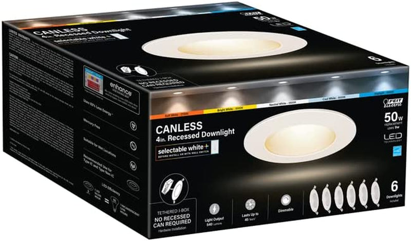 Feit Electric White 4 In. W LED Canless Recessed Downlight 9 W Home & Garden > Lighting > Flood & Spot Lights Feit   