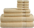 Cotton Cozy 600 GSM 8 Piece Towel Set 100% Cotton Indulgence, Luxury 2 Bath Towels, 2 Hand Towels & 4 Washcloth, Premium Hotel & Spa Quality, Highly Absorbent, Classic American Construction, Navy Blue Home & Garden > Linens & Bedding > Towels Cotton Cozy Beige 8 Piece Towel Set 