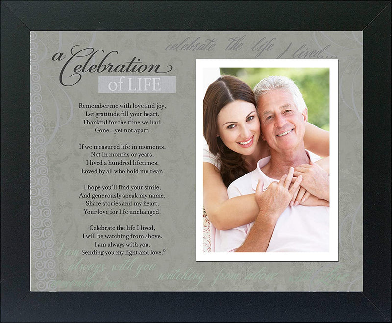 Memorial/Remembrance Photo Frame with Inspirational a Celebration of Life Poem - Sympathy Gift for Loss of Loved One (Silver) Home & Garden > Decor > Picture Frames The Grandparent Gift Co. Black  
