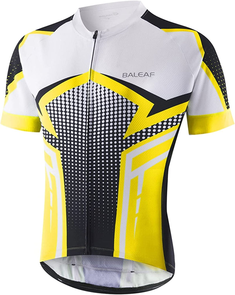 BALEAF Men'S Cycling Jersey Short Sleeve Bike Shirts 4 Pockets Road Biking Tops Full Zip Clothing MTB Breathable UPF 50+ Sporting Goods > Outdoor Recreation > Cycling > Cycling Apparel & Accessories BALEAF 05-yellow Small 