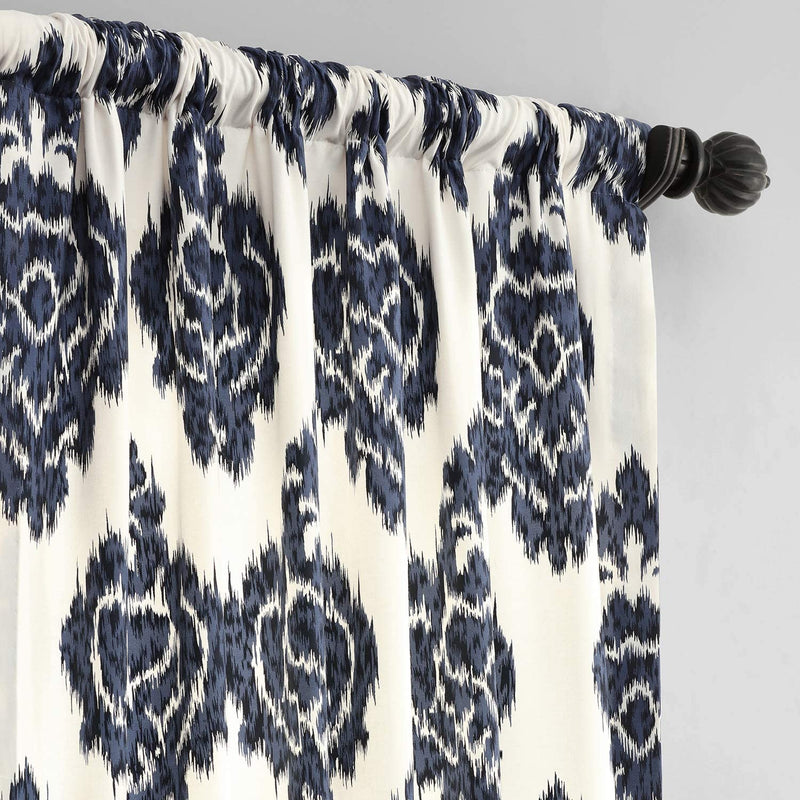 HPD Half Price Drapes Printed Cotton Curtains for Living Room 50 X 96 (1 Panel), PRTW-D24A-96, Ikat Blue Home & Garden > Decor > Window Treatments > Curtains & Drapes HPD Half Price Drapes   