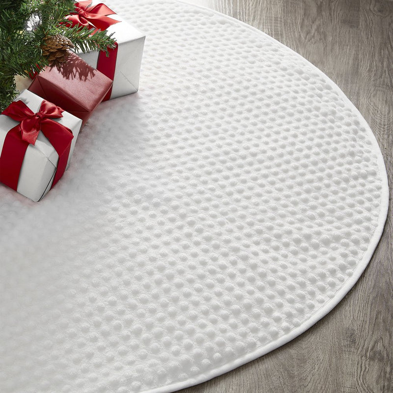 My Texas House Madison Bright White Embossed Polyester Christmas Tree Skirt, 52" Home & Garden > Decor > Seasonal & Holiday Decorations > Christmas Tree Skirts Textiles From Europe   