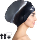 Women Silicone Swimming Cap, High Elasticity Thick Swim Hats for Long Hair, Bathing Swimming Caps for Women and Men Keep Your Hair Dry, with Ear Plugs and Nose Clip, Easy to Put on and Off Sporting Goods > Outdoor Recreation > Boating & Water Sports > Swimming > Swim Caps china mix one  