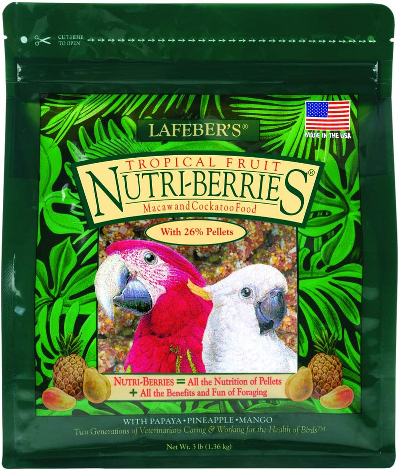 Lafeber Tropical Fruit Nutri-Berries Pet Bird Food, Made with Non-Gmo and Human-Grade Ingredients, for Macaws and Cockatoos, 3 Lb Animals & Pet Supplies > Pet Supplies > Bird Supplies > Bird Food Lafeber Company   