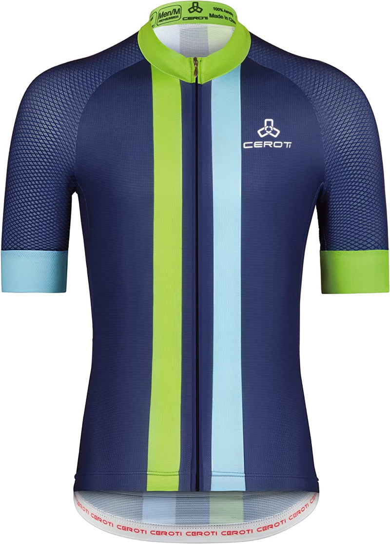 CEROTIPOLAR Snug Fit Men Aircool Cycling Jersey Bike Shirts UPF50+,PRO Dry Fit Light Weight Fabric Sporting Goods > Outdoor Recreation > Cycling > Cycling Apparel & Accessories CEROTIPOLAR Elite Snug Fit/Ace Racing Level/Navy Blue-2 4X-Large 