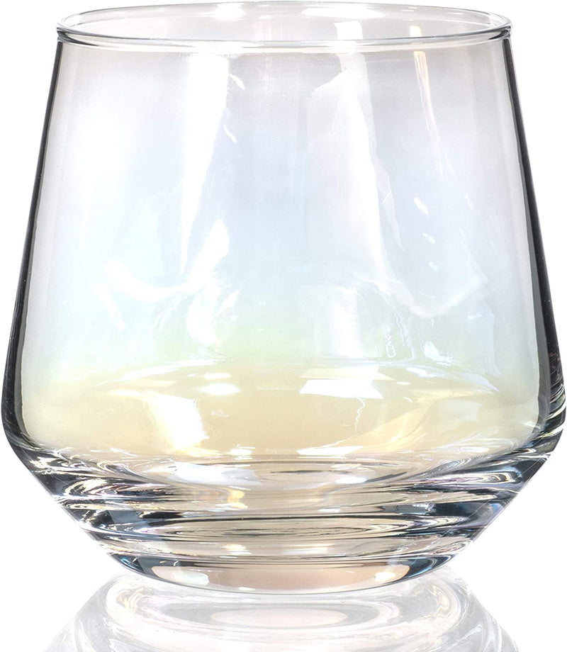 Red Co. 12 Fl Oz Electroplated Stemless Wine Glasses Set of 4 with Rainbow Effect