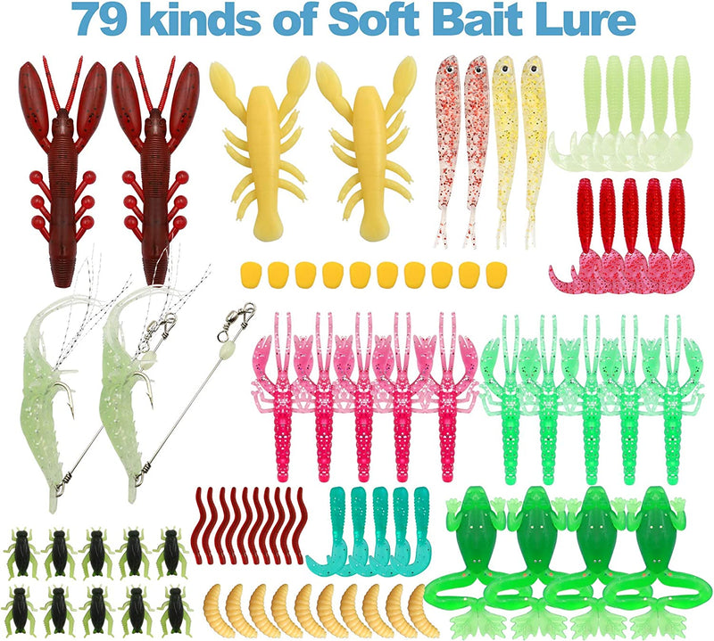 Leray 12/185/314Pcs Fishing Lure Set Baits Tackle Kit with Box Top Water Lures Including Frog, Shrimp, Soft Worms, Spinner Lure, VIB, Rattle Lure, Crank, Popper, Minnow, Hooks for Trout, Bass, Salmon Sporting Goods > Outdoor Recreation > Fishing > Fishing Tackle > Fishing Baits & Lures Leray   