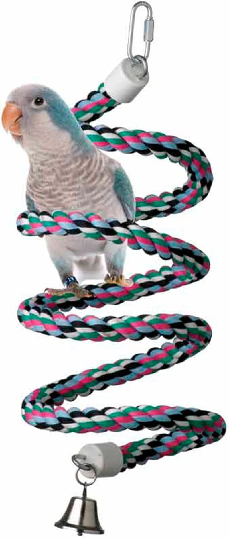 Super Bird Creations SB324 Colorful Cotton Rope Bungee Bird Toy, Medium Bird Size, 3/4" Diameter X 66"