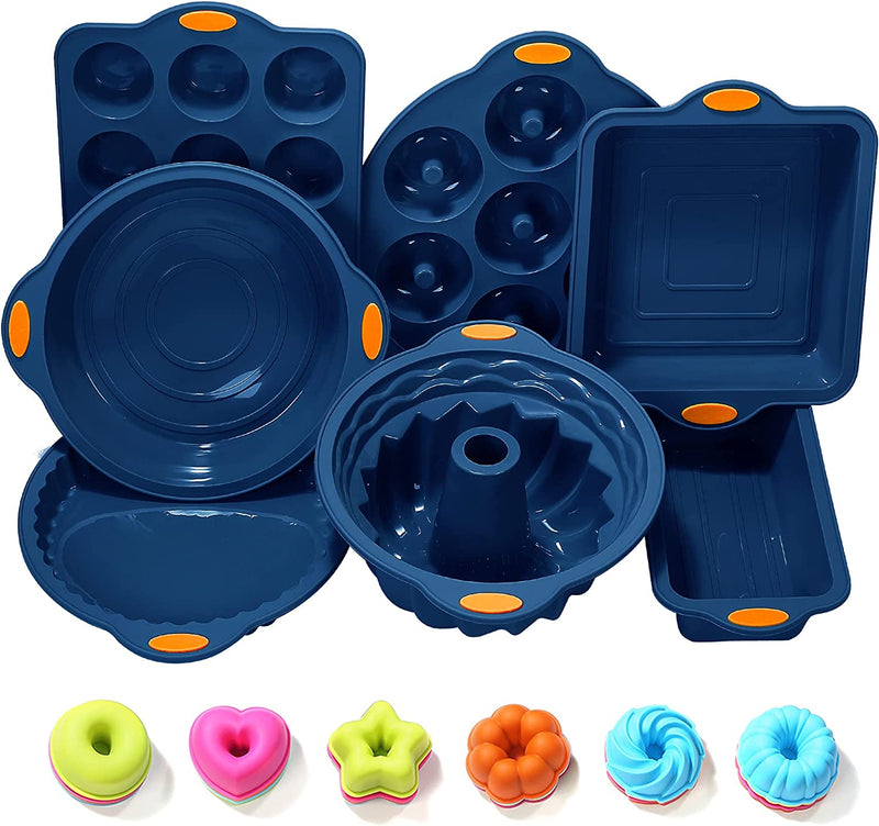 To Encounter 31 Pieces Silicone Baking Pans Set, Nonstick Bakeware Sets, BPA Free Silicone Molds with Metal Reinforced Frame More Strength, Light Grey Home & Garden > Kitchen & Dining > Cookware & Bakeware To encounter Navy Blue 31 Pieces 