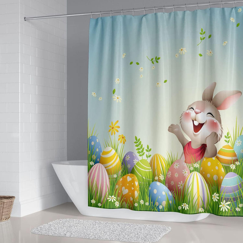 Cnayuep 4Pcs Easter Shower Curtain Set with Non-Slip Rugs, Toilet Lid Cover and Bath Mat, Shower Curtains for Bathroom, Waterproof Bathroom Shower Curtain Sets for Easter Decorations 72"X72" Home & Garden > Decor > Seasonal & Holiday Decorations Cnayuep   