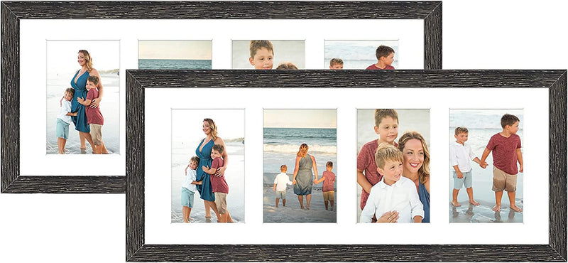 Golden State Art, 8X20 Black Photo Wood Collage Frame with Real Glass and White Mat Displays (4) 4X6 Pictures Home & Garden > Decor > Picture Frames Golden State Art Wood - Distressed Black With White Mat 2 Pack 